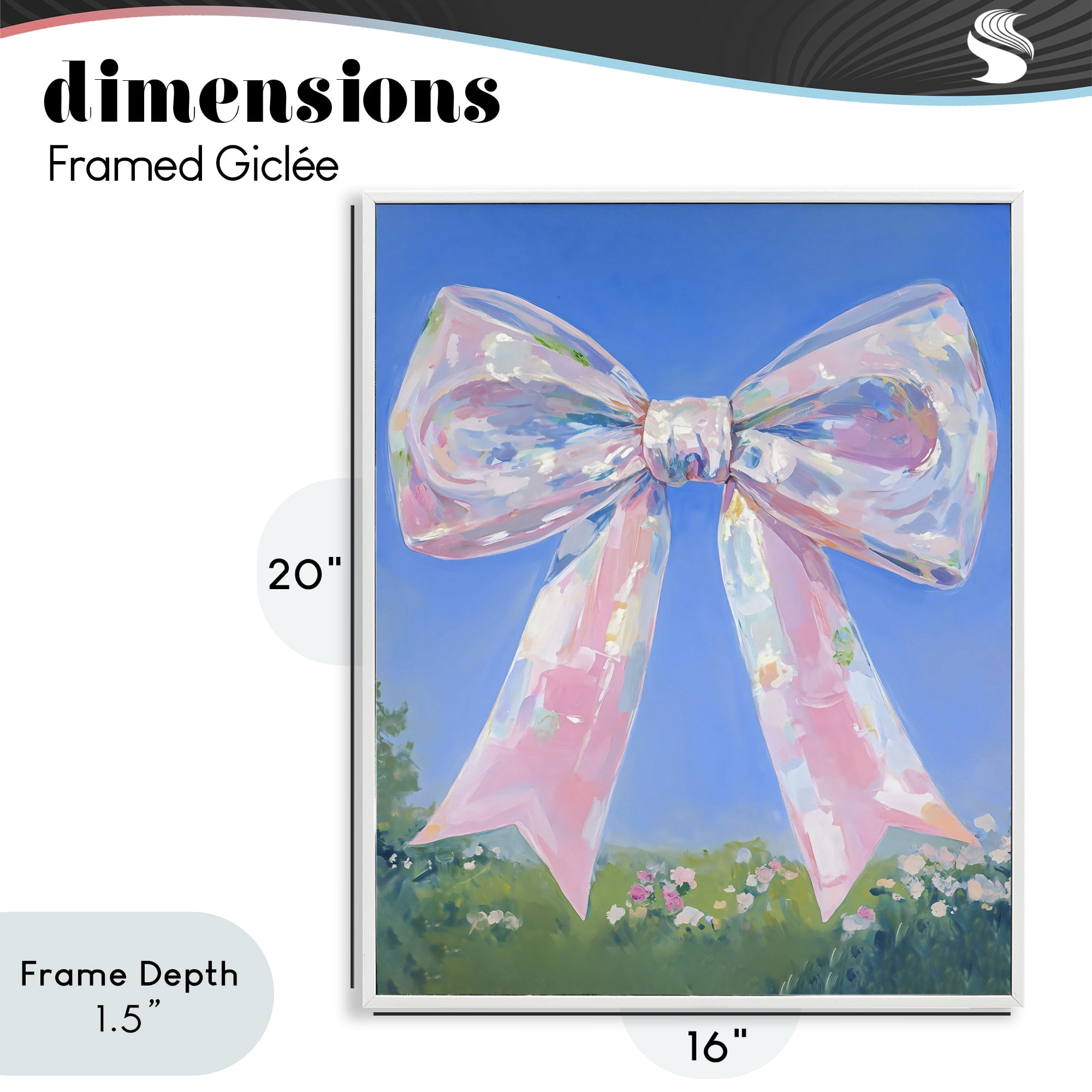 Stupell Industries Iridescent Pink Bow in Meadow White Framed Giclee Art, design by The Prints Vibe