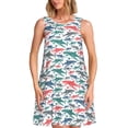 thumbnail image 1 of Fotbe Colorful Shark Vestido de Verano sin Mangas para Mujer – Vestido Midi Línea A, Estilo Camiseta Floral, Vestido Playero Casual y Fluido, 1 of 7