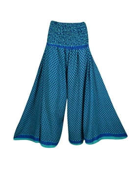 Mogul Womens Maxi Skirt Gypsy Vintage Recycled Silk Sari Smocked High Waist Bohemian Flare Divided Long Skirts S/M