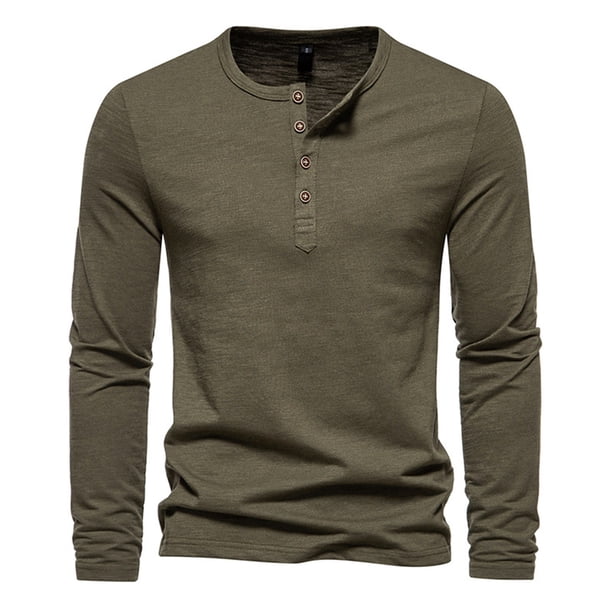 Jersey de botones de moda informal para hombre: camiseta estampada de manga larga, material de poliéster, uso diario/laboral