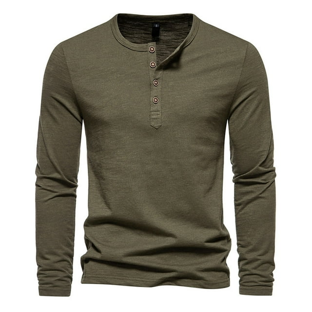 T-Shirt à Manches Longues pour Hommes, Mode Décontractée, Boutons