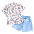 thumbnail image 6 of kpoplk Baby Boy Easter Outfit Bunny Short Sleeve Gentleman Button Down Shirts Solid Shorts Toddler Boys Party Bow Tie Suit Size 5-6 Years,Sky Blue, 6 of 9