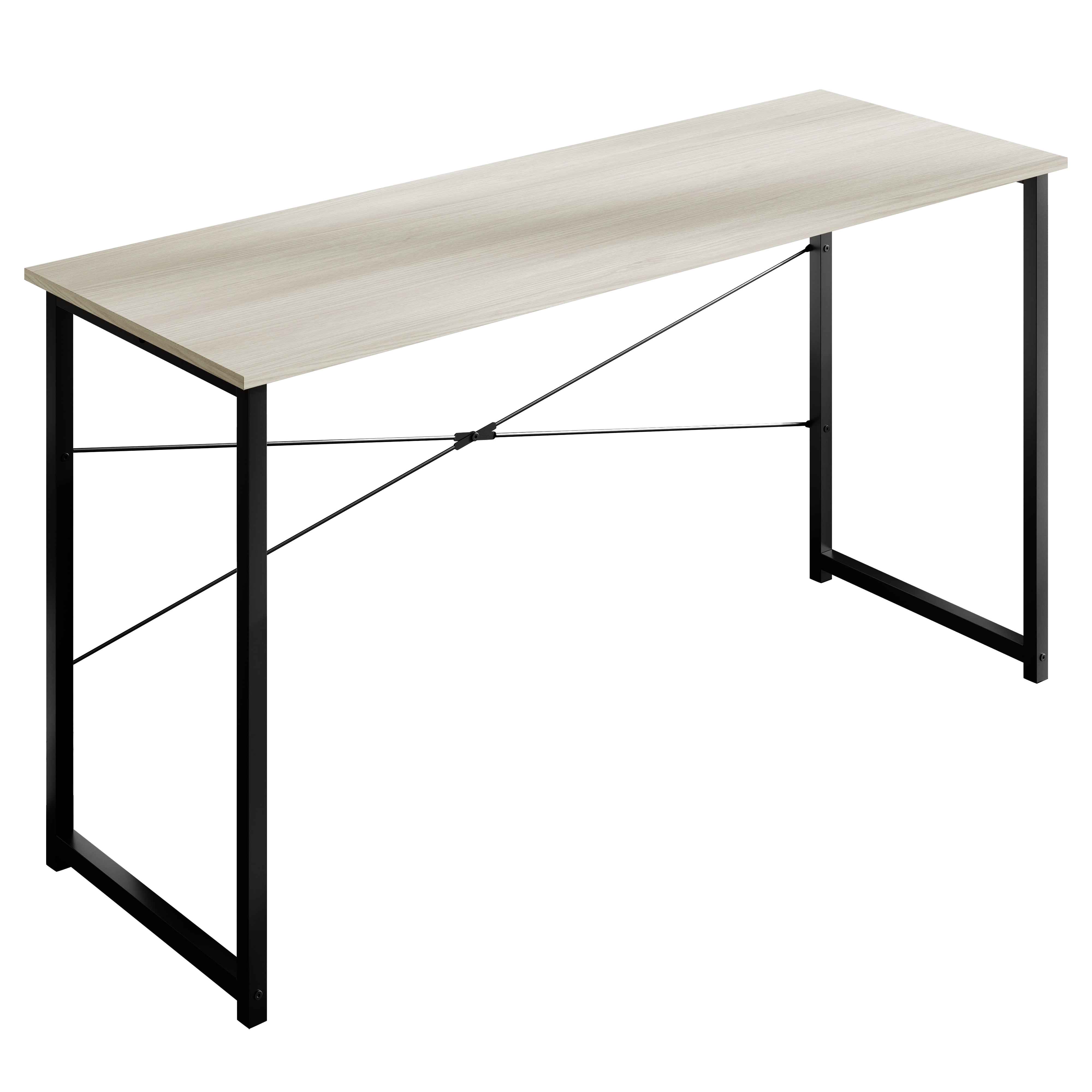 Castle Place Modern 55" Metal Computer Desk, Light Grey