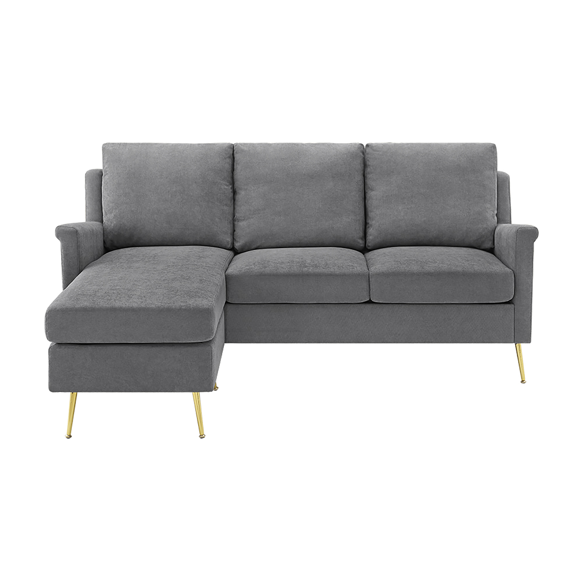 Apartment Sectional with Gold Legs, Grey - image 2 of 9