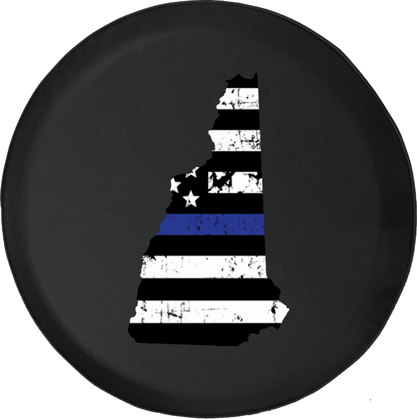 New Hampshire Thin Blue Line Distressed American Flag Spare Tire