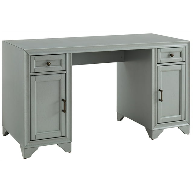 Crosley Furniture Tara 2-cabinet Transitional Wood Desk in Distressed Gray