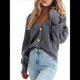 thumbnail image 1 of Suéter de Punto Grueso Abierto para Mujer, Larga, Botones, Cárdigan Corto Holgado, Abrigos de Abrigo. Gris XL, 1 of 6