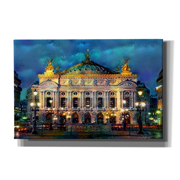 Epic Graffiti 'Paris France Opera Garnier Night' by Pedro Gavidia, Canvas Wall Art, 18"x12"