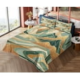 thumbnail image 4 of Ambesonne Mid Century Modern Boho Fitted & Top Sheet Set with Shams, Landscape, Amber Teal Burnt Orange, 4 of 5