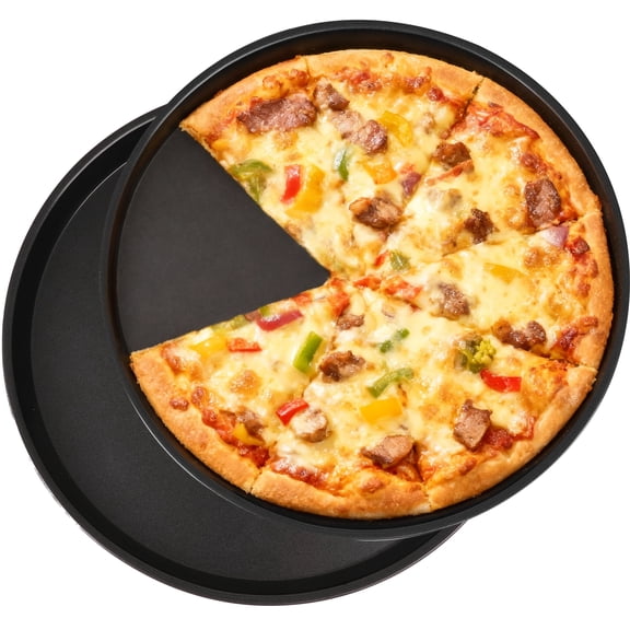 MOJINO 12 Inch Pizza Pan, 2 Pack Nonstick Carbon Steel Pizza Crisper Tray for Oven, Pizza Steel for Oven for Homemade and Frozen Pizza