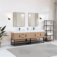 thumbnail image 3 of Bianco 84" Wood Vanity in Light Brown with  Composite Stone Top with Mirror, 3 of 15