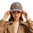 thumbnail image 2 of Autumn Maple Leaf Acorn Baseball Cap Fall Wheat Foliage Printed Adjustable Peaked Cap For Outdoor Gardening Camping Travel Daily Wear(Blue-55~60cm), 2 of 3