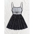 thumbnail image 2 of Black And White Polka Dot Spaghetti Strap A-Line Mini Dress For Women, 2 of 7