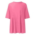 thumbnail image 4 of T-Shirts Grande Taille Col Rond Ajusté Manches Courtes Basiques Été Classique Rose Vif L, 4 of 4