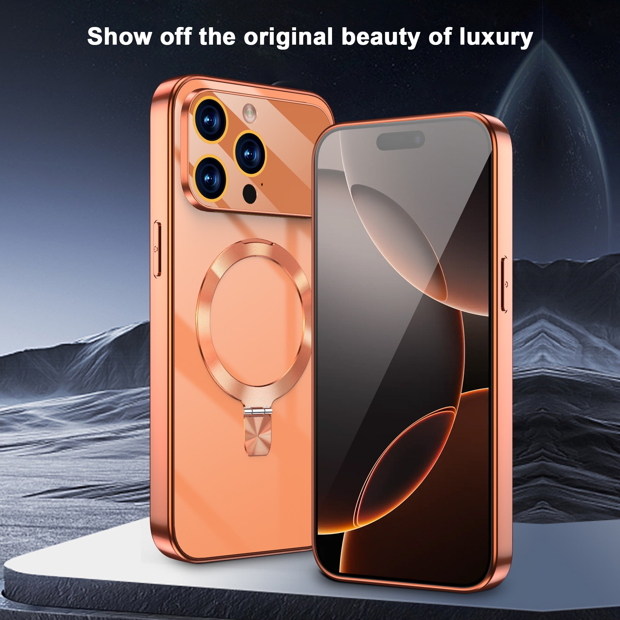JETeacka Magnetic Case for iPhone 13 Pro Max with Stand MagSafe Compatible Camera Protection Military Drop Protection Not Yellowing Slim Cover, Orange
