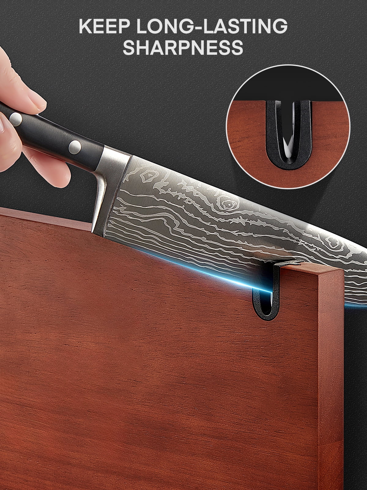 FOHERE Kitchen Knife Set with Magnetic Knife Holder and Sharpener, 7 Pieces Ultra Sharp Chef Knife Set with Ergonomic Handle,  High Carbon Stainless Steel Knives Set for Kitchen