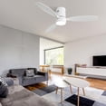 thumbnail image 6 of Sofucor 52 inch Wood Low Profile White Ceiling Fans with Lights and Remote, Modern Flush Mount Quiet Ceiling Fan for Bedroom, Reversible DC Moto for Living Room/Farmhouse/Patio/Indoor/Outdoor, 6 of 10