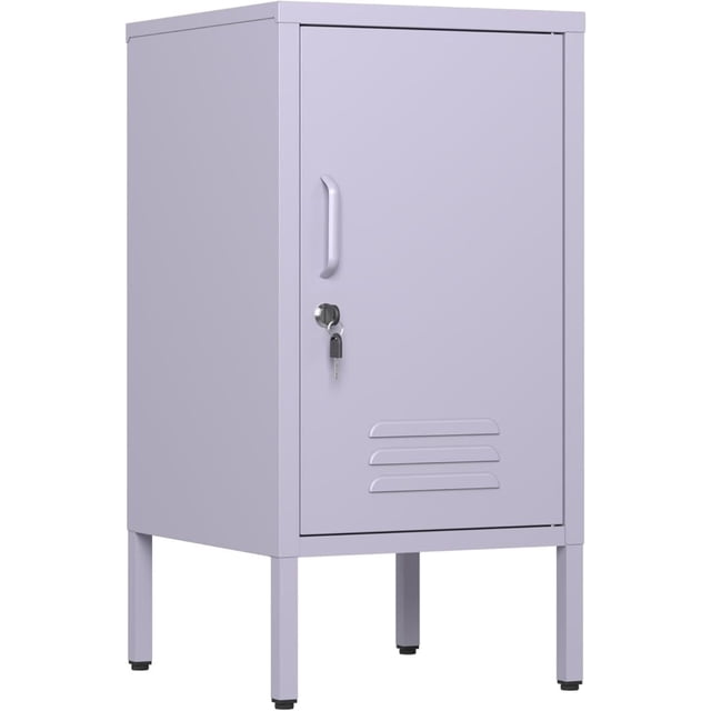 Bingirl Armoire de Rangement en Métal Violette à une Porte Table d'Appoint Minimaliste avec Design de Table Basse Console de Rangement Décorative
