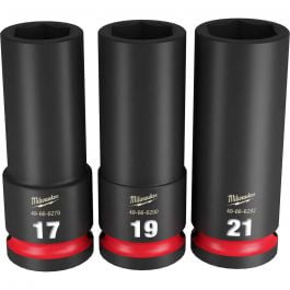 1 Set, Milwaukee 49-66-7025 Shockwave Impact 1/2" Drive Metric Deep 6Pt Sockets 3Pc