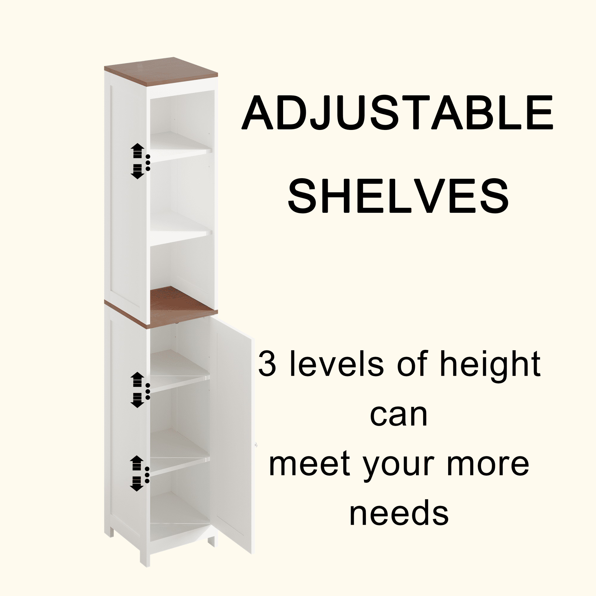 Tall Bathroom Storage Cabinet,Narrow Bathroom Storage,Freestanding Linen Tower with Open Shelves,Floor Cabinet Organizer for Bathroom,Small Spaces,White