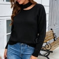 thumbnail image 4 of Smupbvky Mock Neck Sweater for Women Front Cuts Drop Shoulder Pullover Trendy Winter Cute Cuffed Long Sleeve Tops (L, Black), 4 of 8