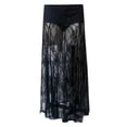 thumbnail image 4 of DHFJKG Women's Lace Sheer Maxi Skirts Floral A-Line Ruffle Boho Gothic Long Skirts See Through Stylish Skirt, 4 of 4
