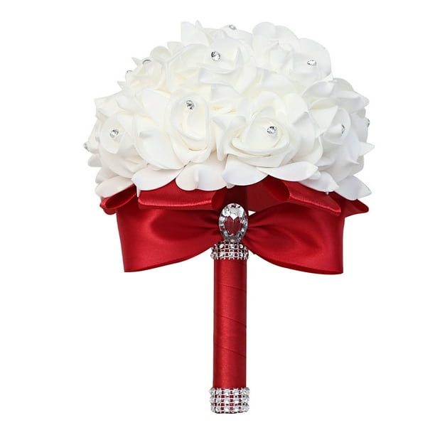 Qarigey Ramo De Novia Elegante Y Duradero - Para Novias Y Damas De Honor Ramo Para Novias Damas De Honor Ropa, zapatos y accesorios Miscelánea vino rojo