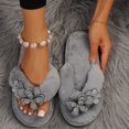 thumbnail image 6 of Lovskoo 2024 Fuzzy Slippers for Women Open Toe Warm Cute Fleece Soft Soled Cotton Shoes House Slippers for Women Indoor Gray, 6 of 9