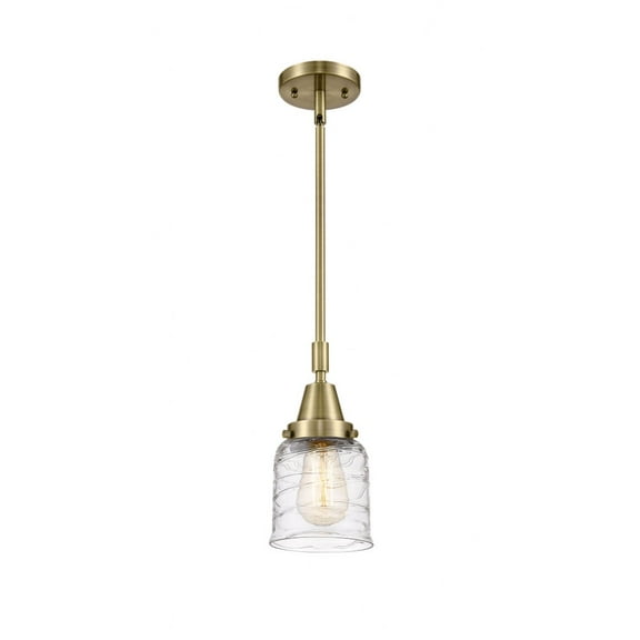 447-1S-AB-G513 Innovations Lighting Bell - 1 Light Stem Hung Mini Pendant In Industrial Style-11.13 Inches Tall and 5 Inches Wide-Antique Brass