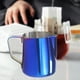 thumbnail image 4 of Jarra para espuma de acero inoxidable, suministros de cocina, taza de flores, jarra humeante para café, hotel, restaurante, cafetería, tienda de 350ml azul Soledad Jarra espumosa, 4 of 8
