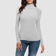thumbnail image 2 of Womens Summer Tops Women Lightweight Long Sleeve Ruffle Top Women Shirts Tall Dressy Shirt Striped T Shirt Button up Thermal Shirts for Dress Tops Business Casual on Clearance Grey M, 2 of 6