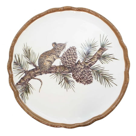 

Tabletop Woodland Critter Plate Ceramic Cocktail Pinecones Th00655 Mouse