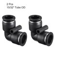 thumbnail image 3 of Plastic Elbow Push to Connect Tube Fitting 12mm Tube OD Pneumatic Air Push Fit Lock Fitting Black 2pcs, 3 of 5