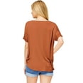 thumbnail image 3 of Double Zero Women's Surplice V-Neck Soft Casual Top (Rust, Medium), 3 of 3