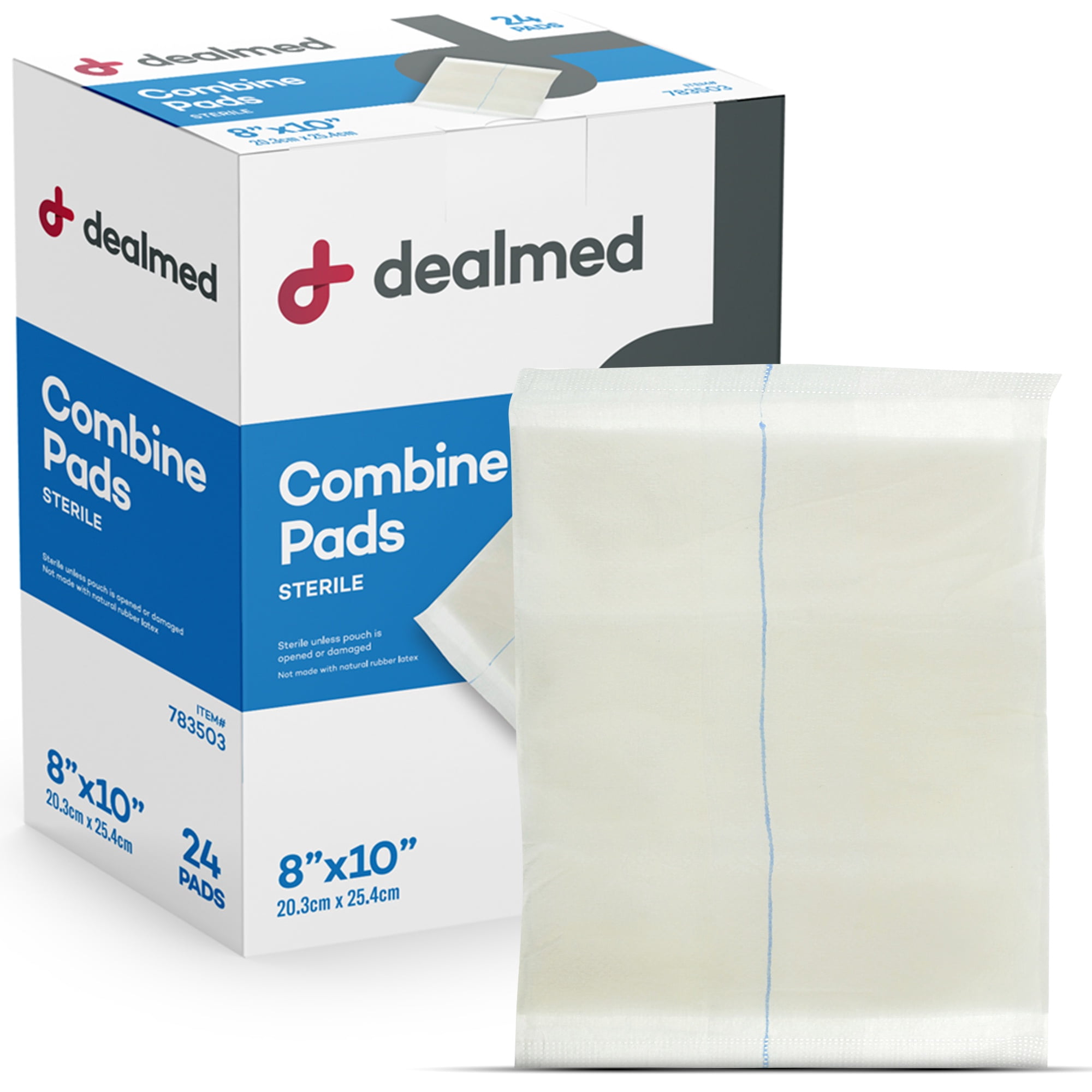 Dealmed Abdominal Combine Pads | Individually Wrapped, Absorbent, Latex-Free, Non Adherent | Abdominal Pads for Wound Care, Drainage, First Aid Kit | Sterile ABD Pads 8x10 in | 24/Box (Case of 15)