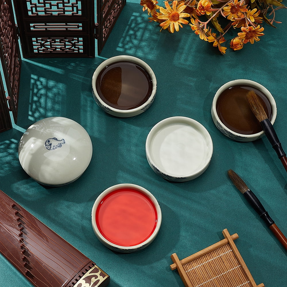 6Pcs Ceramic Color Palette Round Fish 86x90mm for DIY