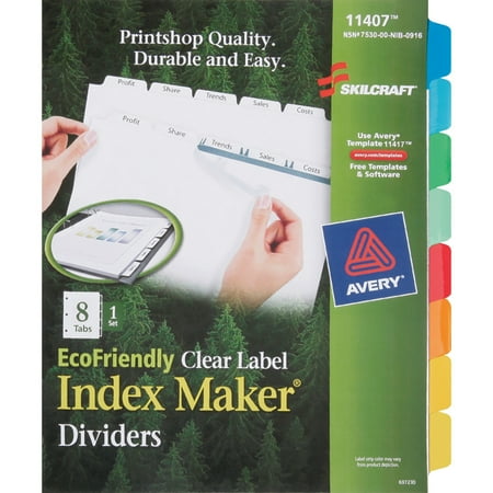 UPC: 0071503289216 | SKILCRAFT  NSN6006970  8 Tab Set Index Maker Dividers  1 Per Set