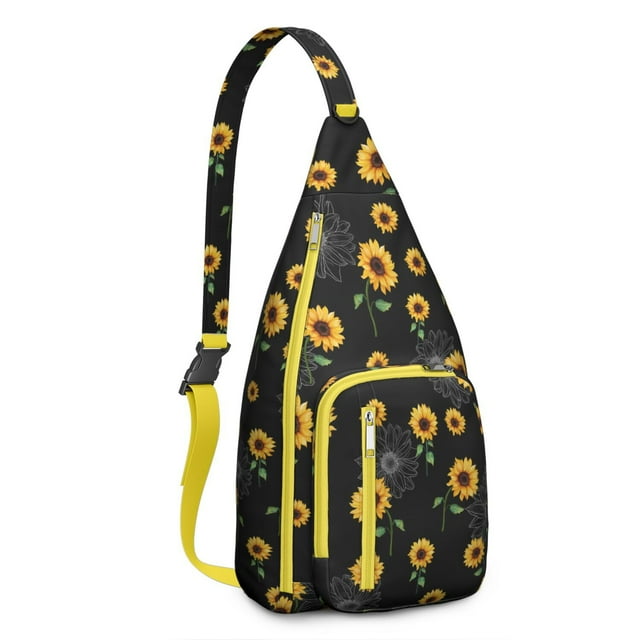 Farmhouse Floral Crossbody - Rustic Sunflower & Butterfly Pattern, Multi-Pocket Anti-Theft Daypack