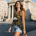 thumbnail image 3 of FUIALDOLG Wmens Sunflower and Panda Tank Tops Summer Outfits Loose Fit V Neck Vest Workout Tank Shirts Basic Tee Lady Trendy Tunic Shirts for Beach Vacation,Casual Work,XL, 3 of 7