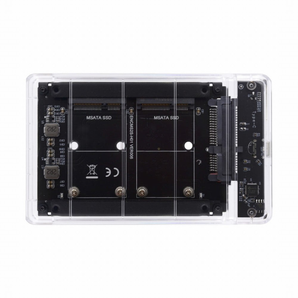 FVH Dual MSATA Mini-SATA SSD Card JBOD Raid0 Span Bridge to USB3.0 Type-C USB-C 2.5inch SATA Combo Enclosure