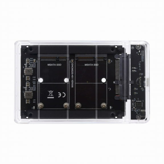 JSER Dual MSATA Mini-SATA SSD Card JBOD Raid0 Span Bridge to USB3.0 Type-C USB-C 2.5inch SATA Combo Enclosure