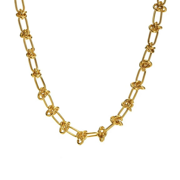Chunky Paperclip Chain Necklace with Cubic Zirconia – 18K Gold Plated, 17" - Malibu Sunday