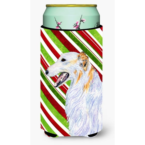Borzoi Candy Cane Holiday Christmas Tall Boy Hugger