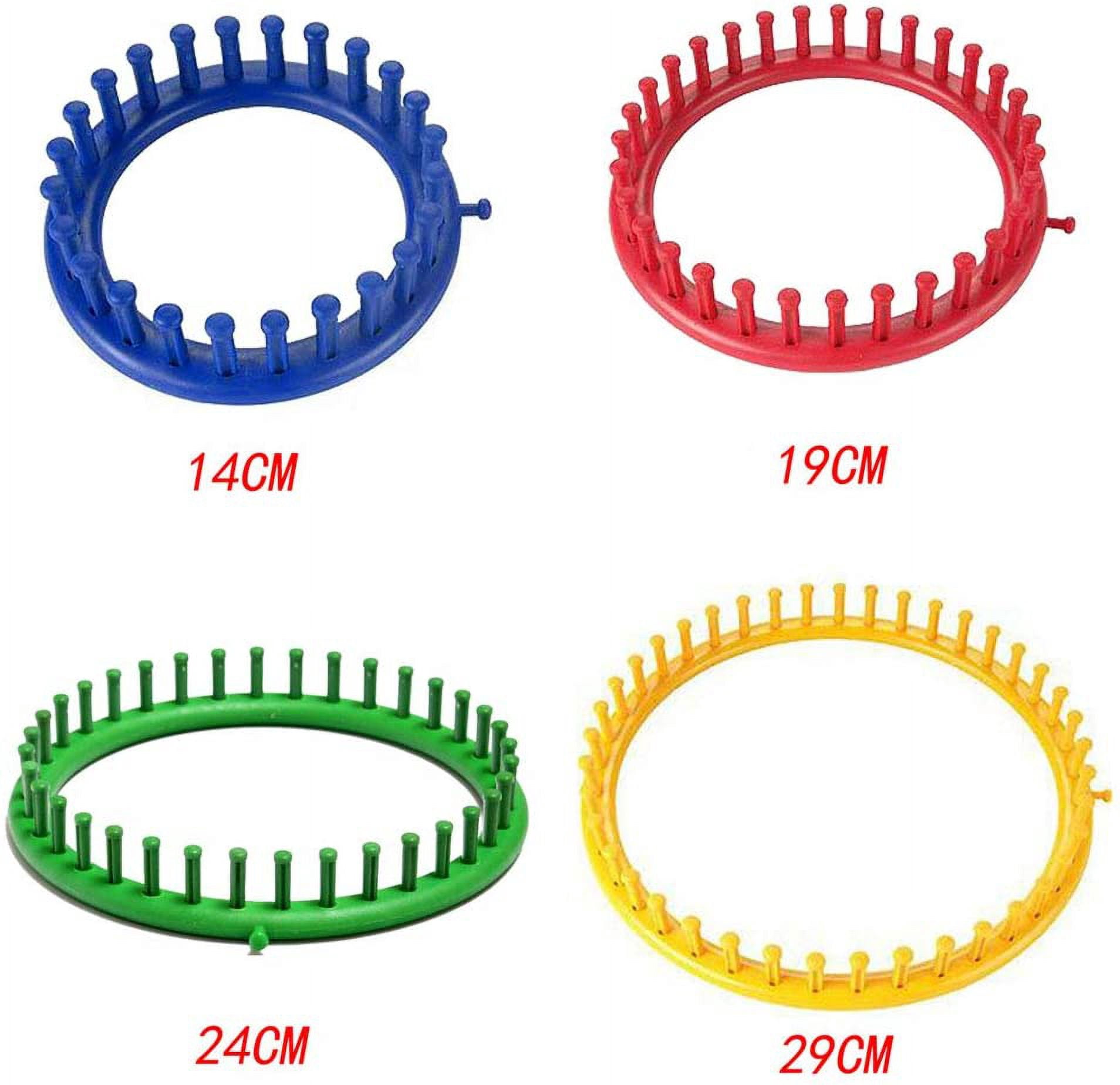 ABCISI Round Knitting Looms Set, Craft Kit Tool with Hook Needle and Crochet, Round Plastic Knit Quick Loom Set, for Loom Knitting Hats, Scarves Shawl Sock Blankets & More(Yellow-29cm)