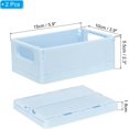 thumbnail image 2 of PATIKIL Mini Collapsible Basket, 2 Pcs 5.9 x 3.9 x 2.3 Inch Stackable Storage Crates Foldable Plastic Baskets Desk Organizing Container for Home Kitchen Office, Lake Blue, 2 of 5