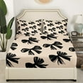thumbnail image 4 of Bow Bedding Set King Black Bow Tie Sheet Set Teen Adults Room Decor,Watercolor Bowknot Bed Sheets Black White Simple Decor 1 Fitted Sheet 1 Flat Sheet 2 Pillow Cases, 4 of 6
