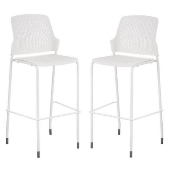 Home Square 46.75"H Contemporary Bar Stool in White - Set of 2