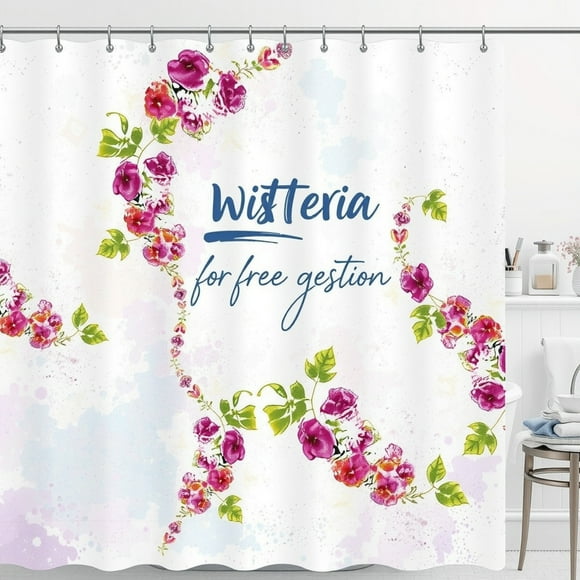 Elegant Floral Shower Curtain with Wisteria Design - Vibrant Colors