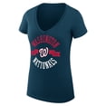 thumbnail image 2 of Women's G-III 4Her by Carl Banks Navy Washington Nationals Super-Slim Fit Lightweight City Graphic V-Neck T-Shirt, 2 of 5