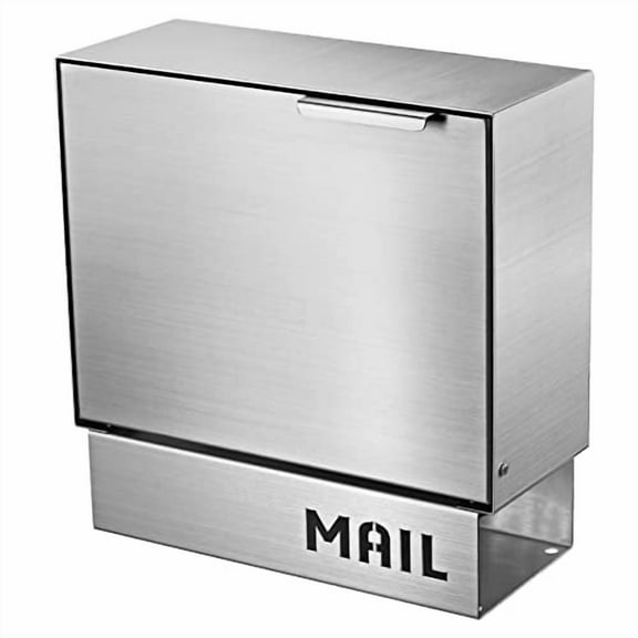 Pochar Stainless Steel Mailbox for Walls, Heavy Duty Wall Mounted Mailbox with Newspaper Holder - 11'' x 4.5'' x 11.50'' Silver Rust Proof Steel Dropbox(Silver)